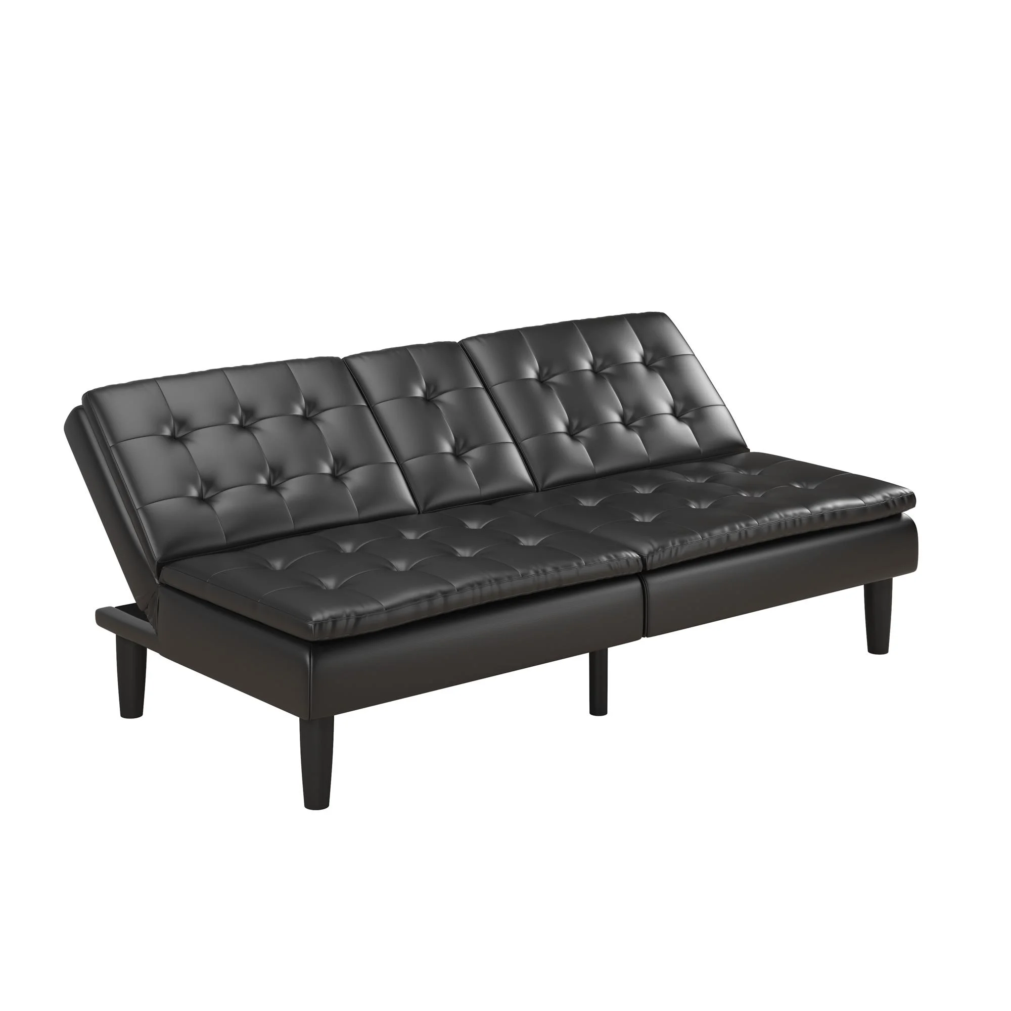 Mainstays Memory Foam 71.5" Futon with Cupholder and USB, Black Faux Leather - Image 16