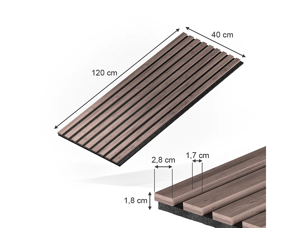 Panneau mural noyer/marron 120x1.8x40 sonoa
