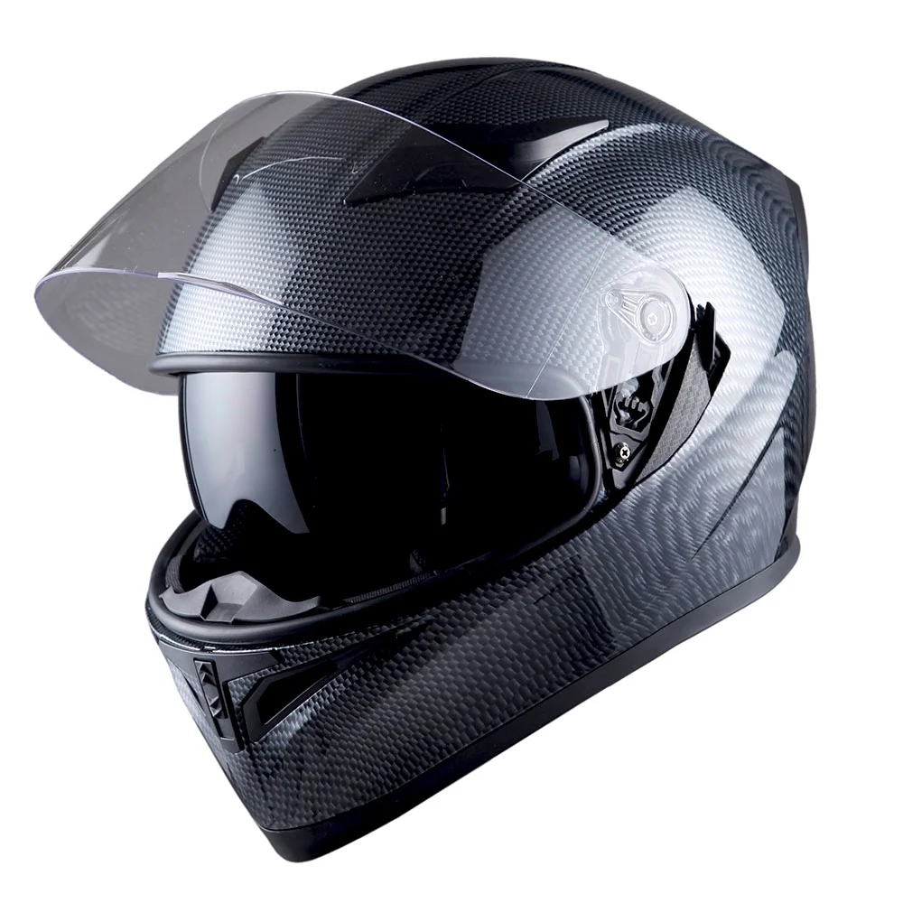 1Storm Motorcycle Modular Full Face Flip up Dual Visor Helmet + Spoiler + Motorcycle Bluetooth Headset: HJK316 Mechanic Red - Image 24