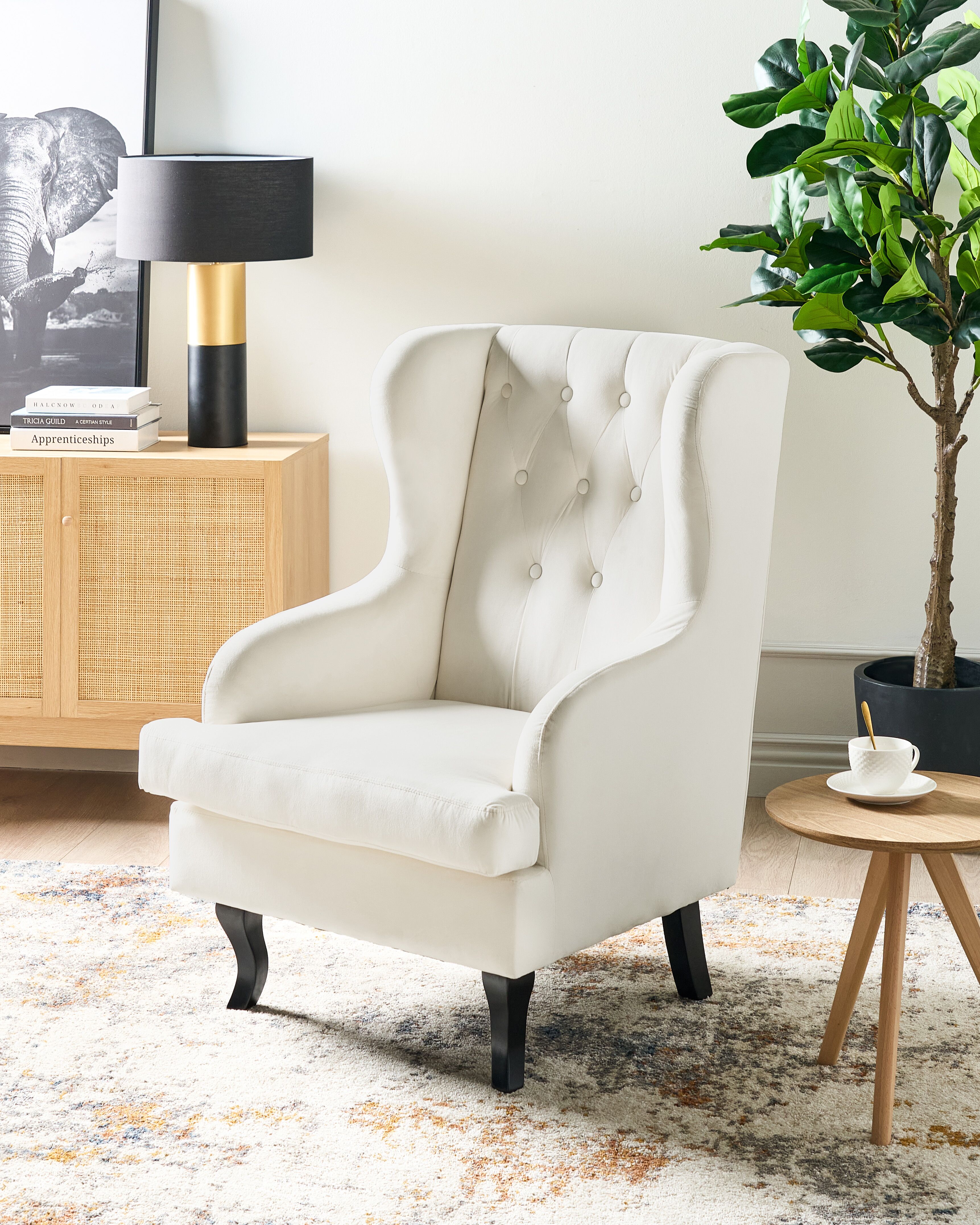Wingback Chair ALTA Velvet Off-White