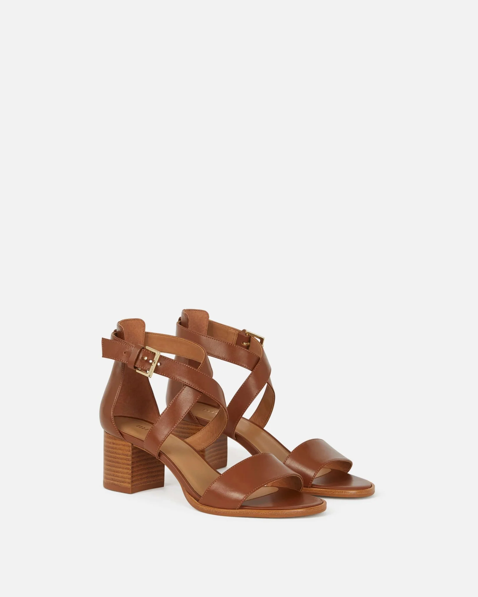 SANDALES KERI - En cuir à petits talons caramel