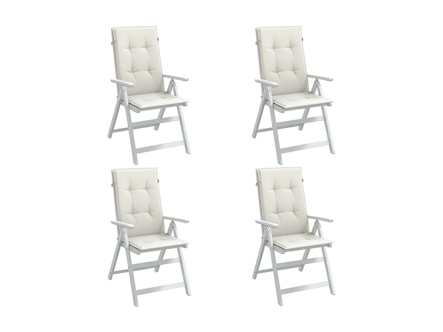 Coussins de chaise à dossier haut lot de 4 crème mélangé tissu