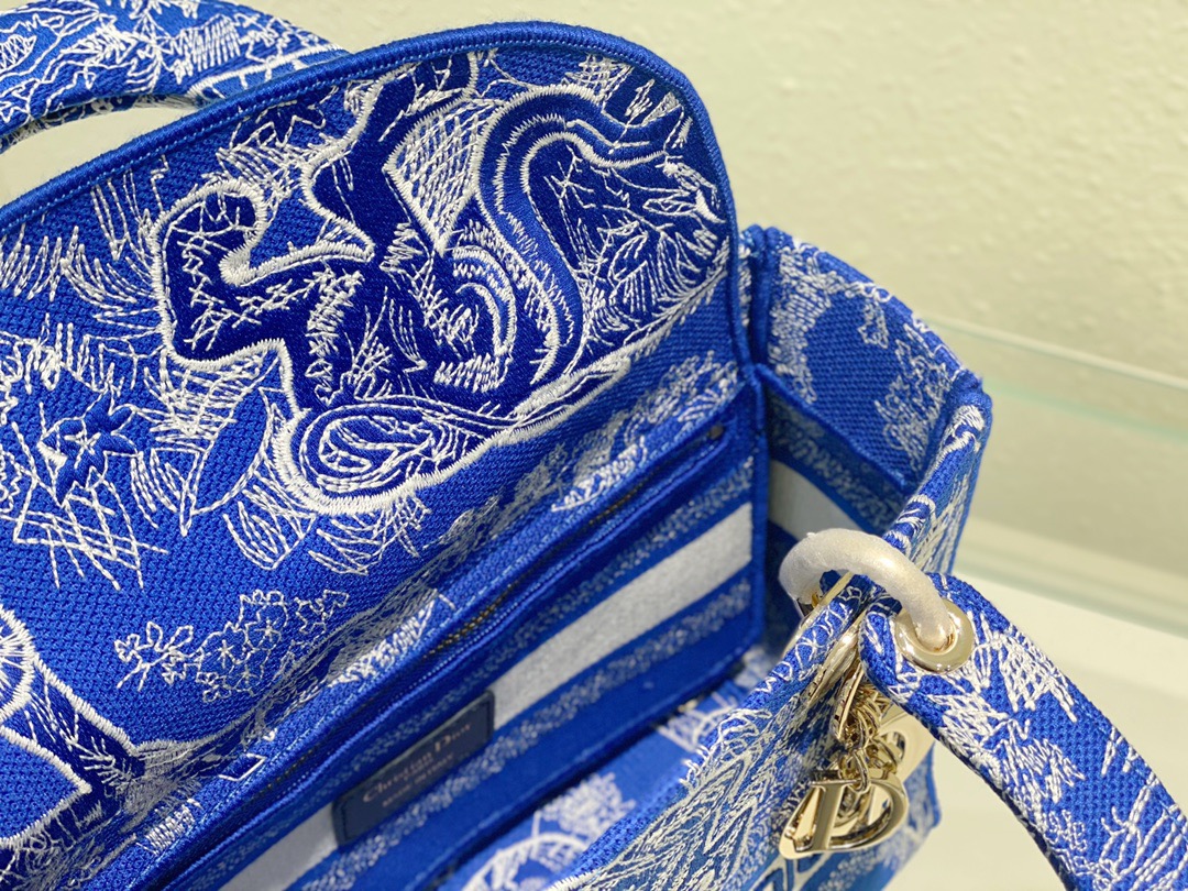 Christian Dior Medium Lady D-Lite Bag Blue, For Women, Women’s Handbags 24cm/9.5in CD M0565OROC_M8081:1High-quality replica