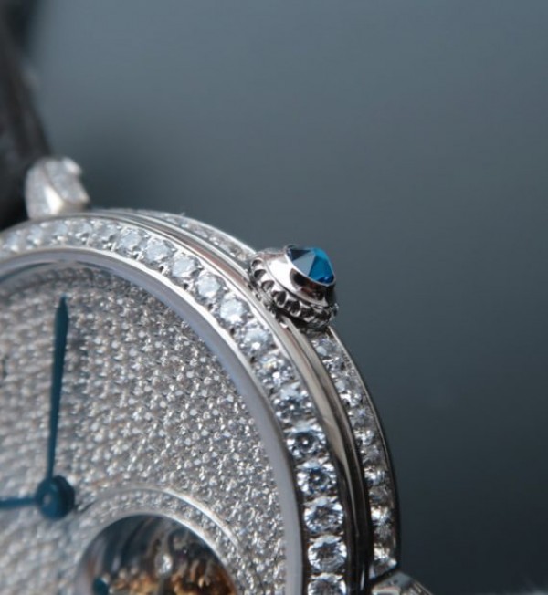 Replica Cartier Tourbillon SS Diamonds Dial Bezel Leather Strap - Top club