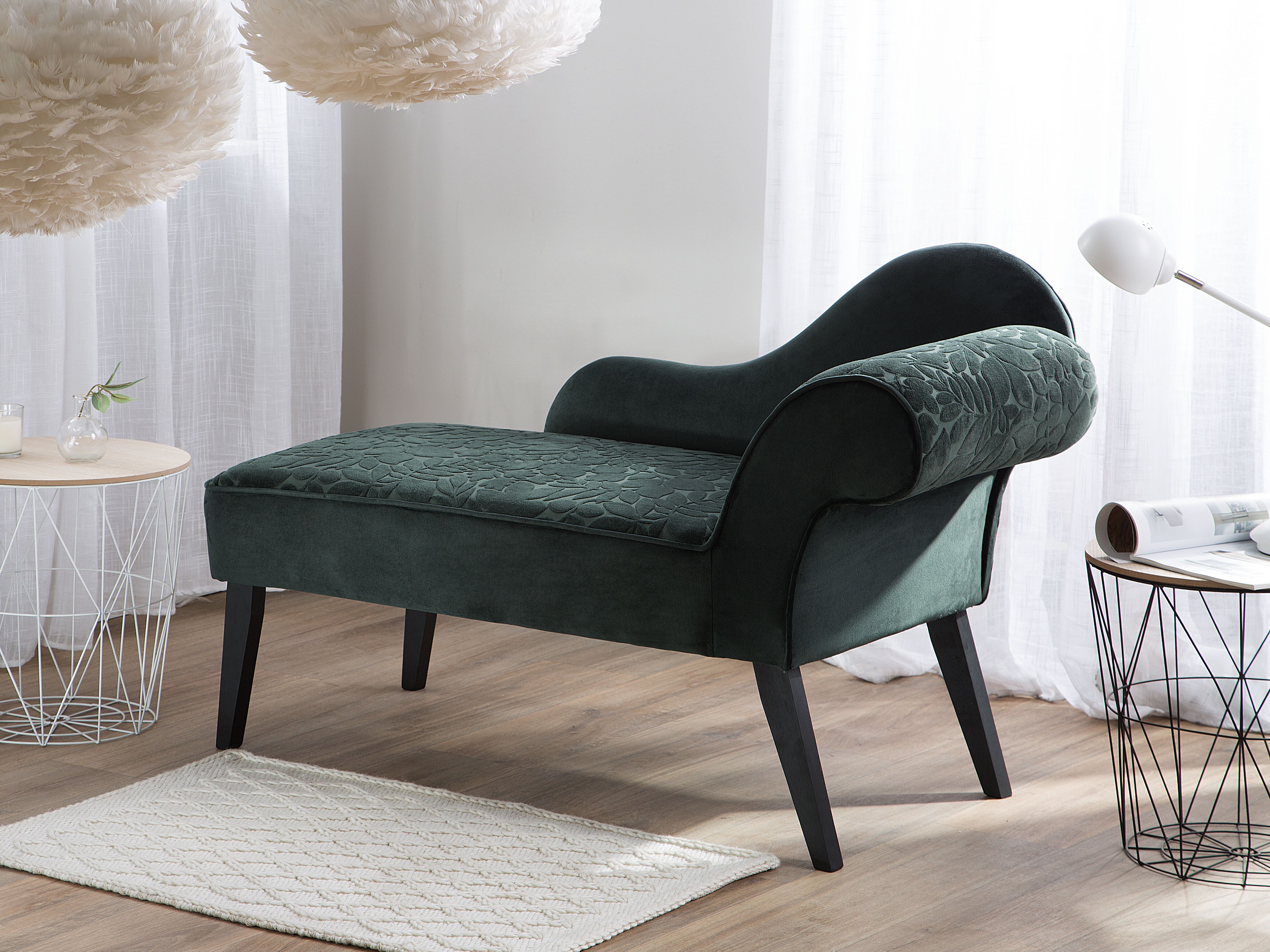 Right-Hand Chaise Lounge BIARRITZ Velvet Dark Green