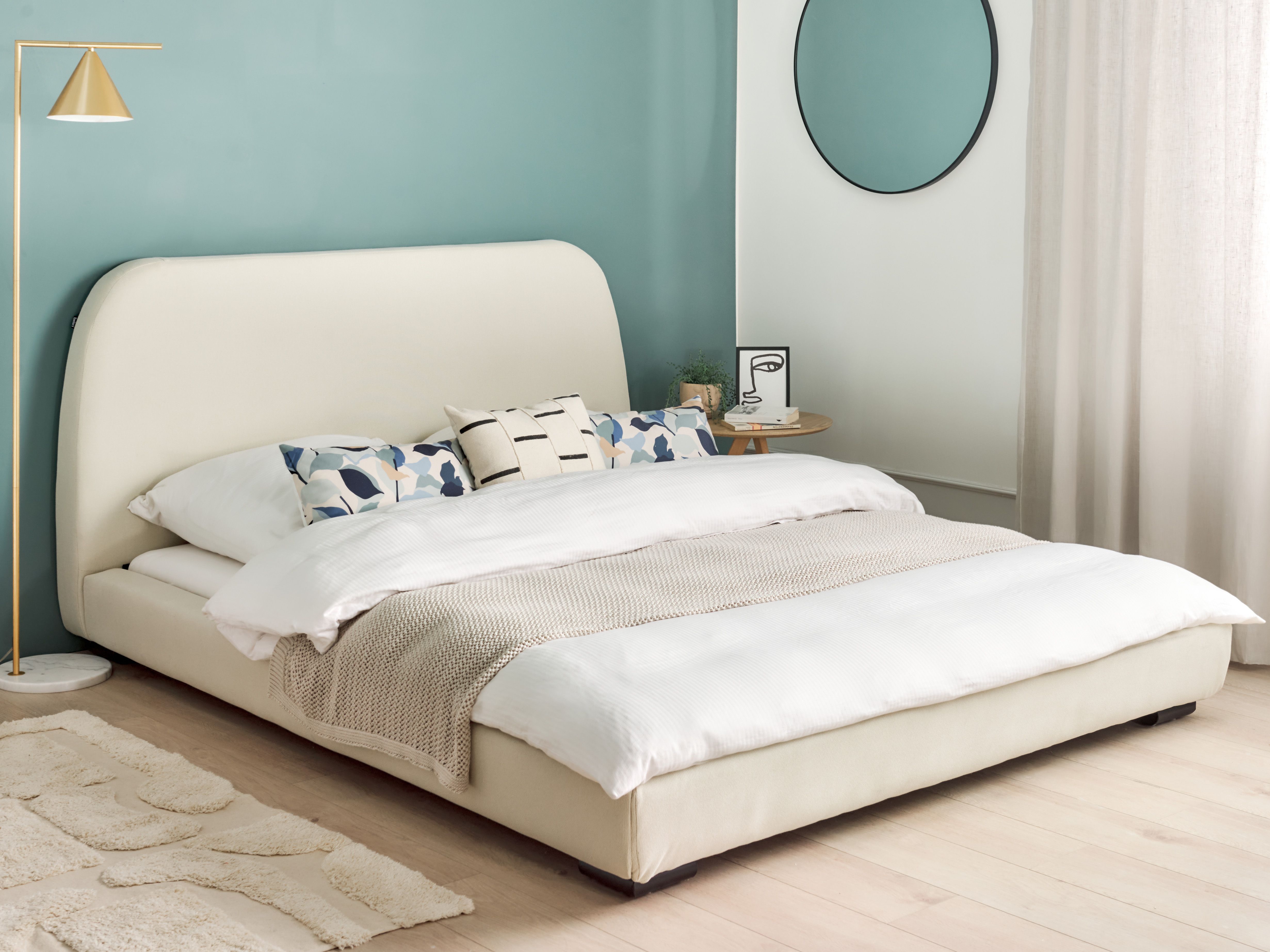 Bed Fabric ROISEL 160 x 200 cm (EU King Size) Light Beige