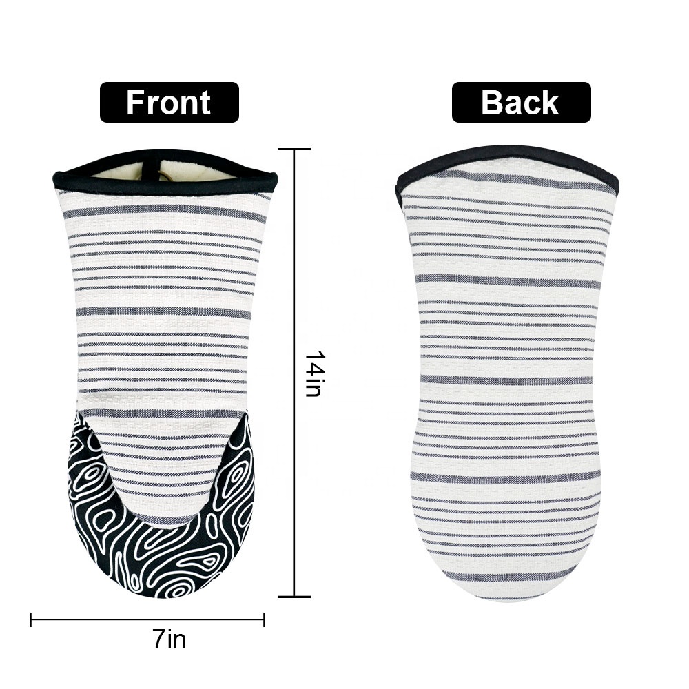 Printed Kitchen Pot Holder Oven Mitts Sets Cooking Gloves Chef Cotton Heat Resistant Long Silicone Oven Mitts Set