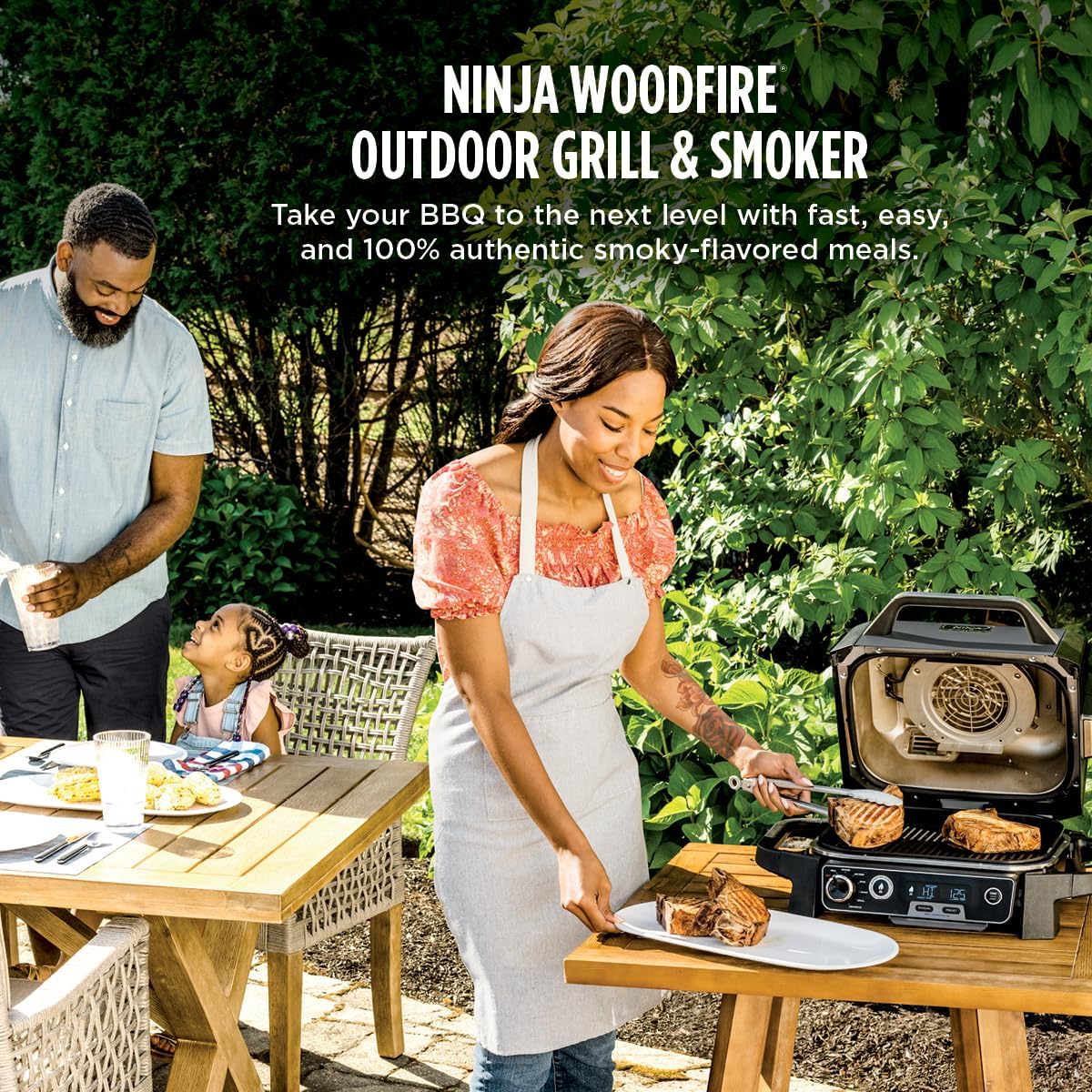 Ninja Woodfire Pro Outdoor Grill, 7-in-1, Grey XL With Built-In Thermometer - OG751 - Image 2 Ninja Woodfire Pro Outdoor Grill, 7-in-1, Grey XL With Built-In Thermometer - OG751 - Image 2
