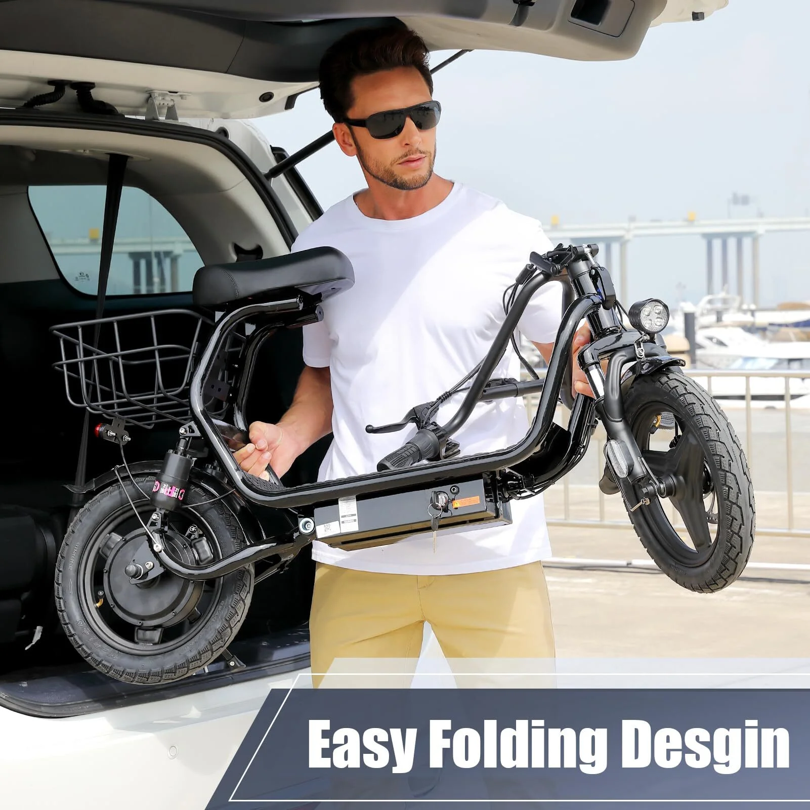 SANOPY 350W Electric Scooter with Seat for Adults, 15 Miles Range 20 Mph, 36V 5.2Ah Battery Moped, 14" Big Tire Commuter Electric Bike with Shock Absorbing, Black - Image 16