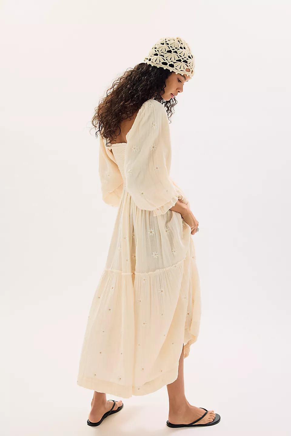 Dahlia Embroidered Maxi Dress-Shortbread Combo
