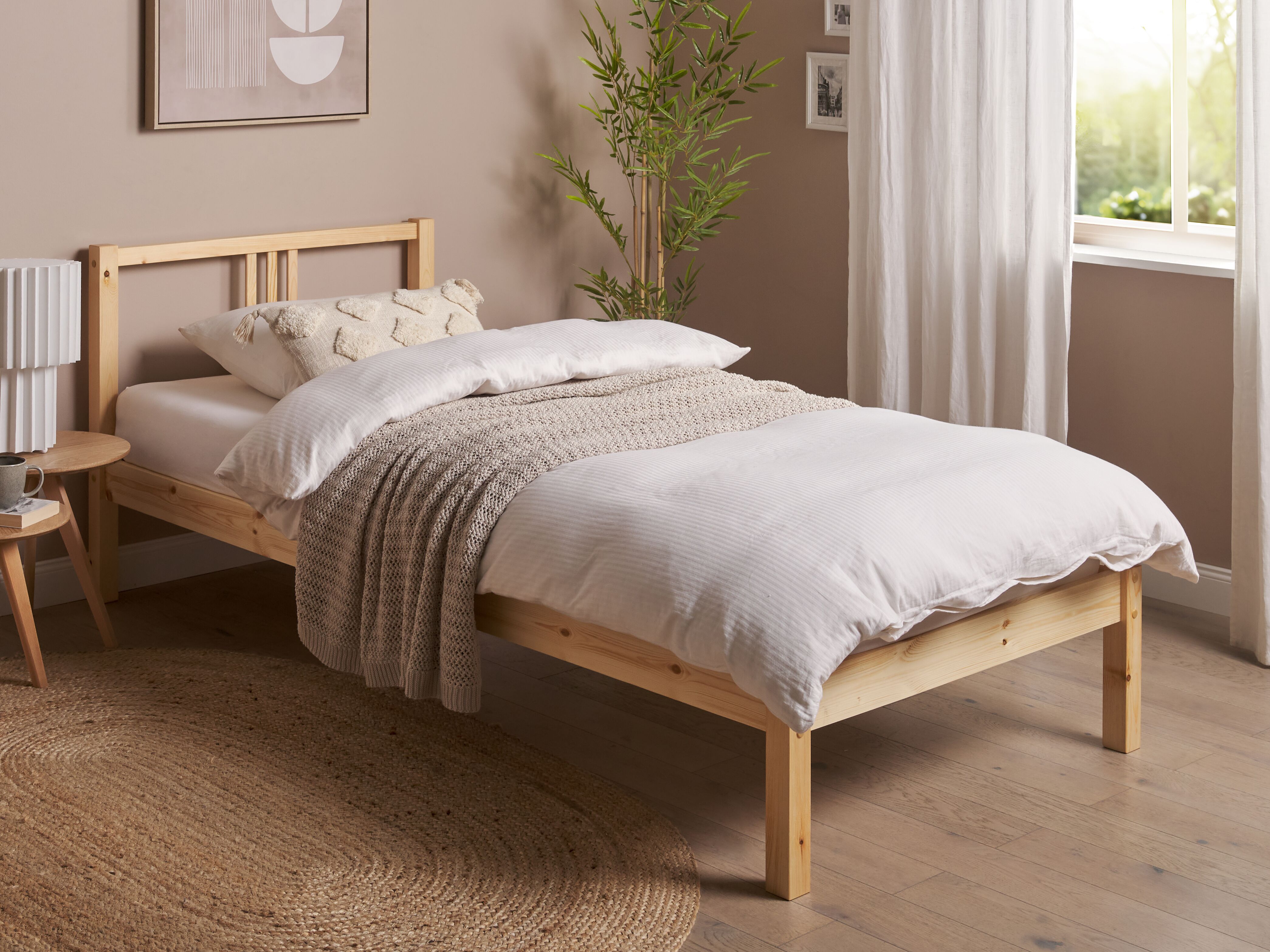 Bed Pine Wood VANNES 90 x 200 cm (EU Single) Light Brown