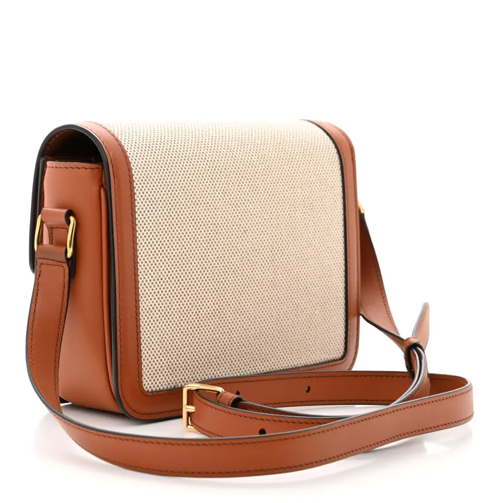 Celine Teen Triomphe Superfake Handbag – White/Tan Textile Replica1:1High-quality replica