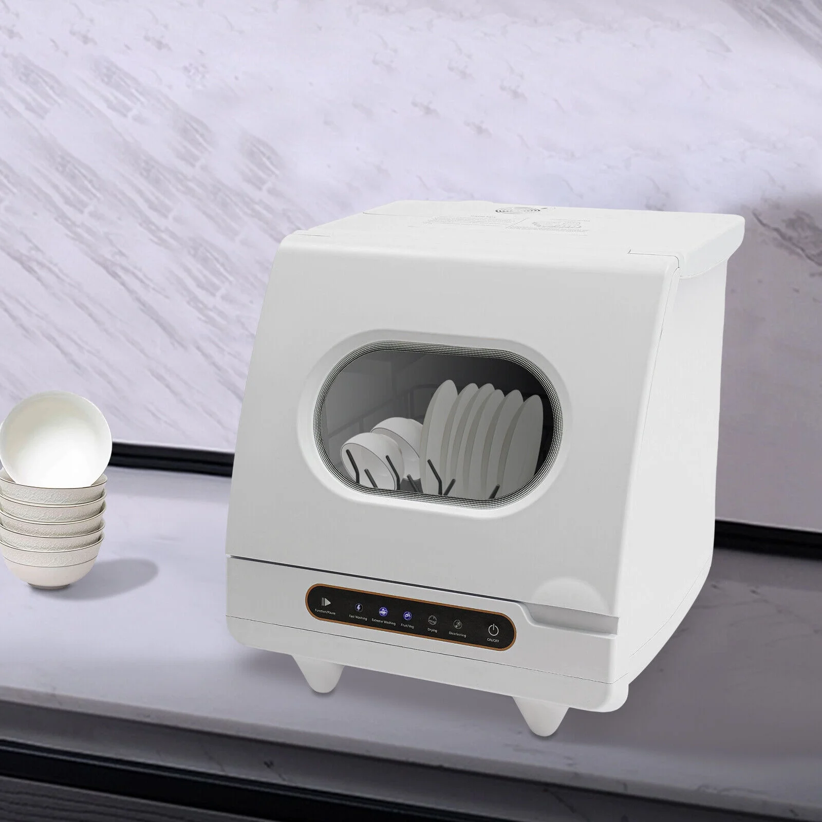 1200W mini Portable Countertop Dishwasher 360�� Rotating Deep Cleaning Dishwasher