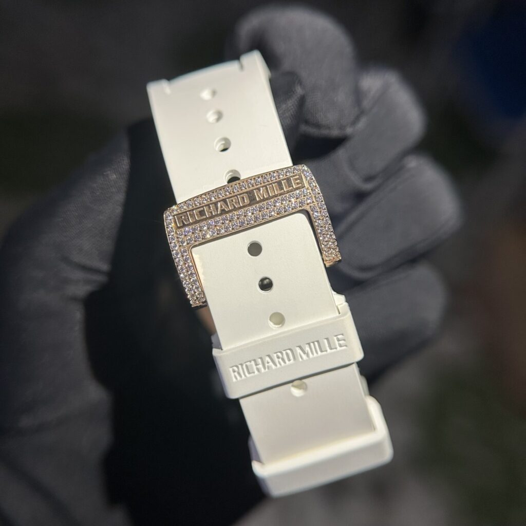 Richard Mille Replica 1:1 Watch RM011 With Full Diamond Rubber Strap 44mm - Top club