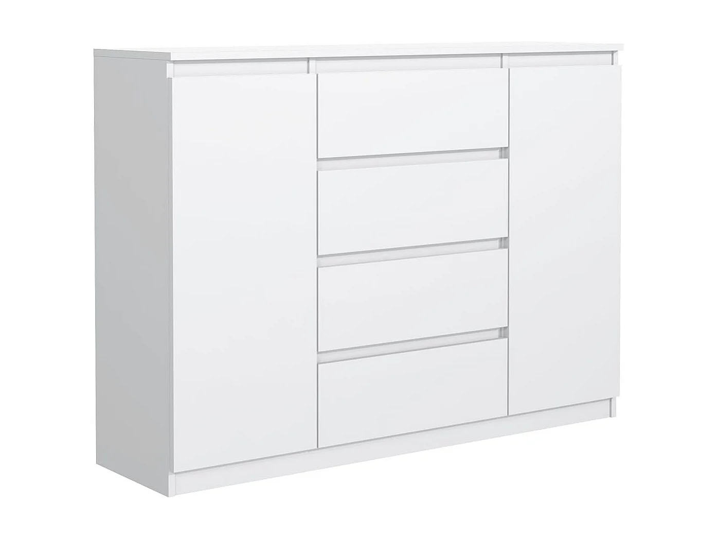 MebLocker Commode à 4 tiroirs, 2 Portes, 140 cm, idéale pour Le Salon, la Chambre à Coucher, la Chambre d'enfant et Le Bureau, Solution Moderne et élégante (Blanc)