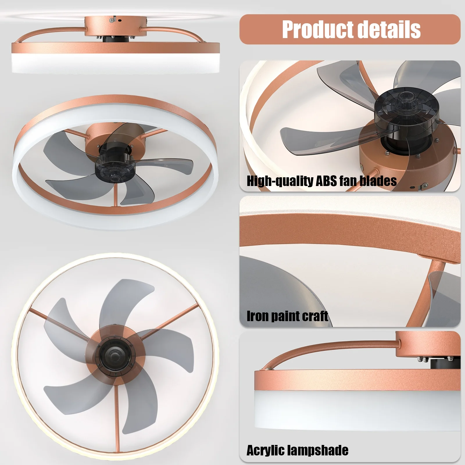 Ceiling Fan With Remote Control Memory Functions 21dB Low Noise 6 Adjustable Speeds Dimmable Led Ceiling Fan For Hallways Balconies Patios