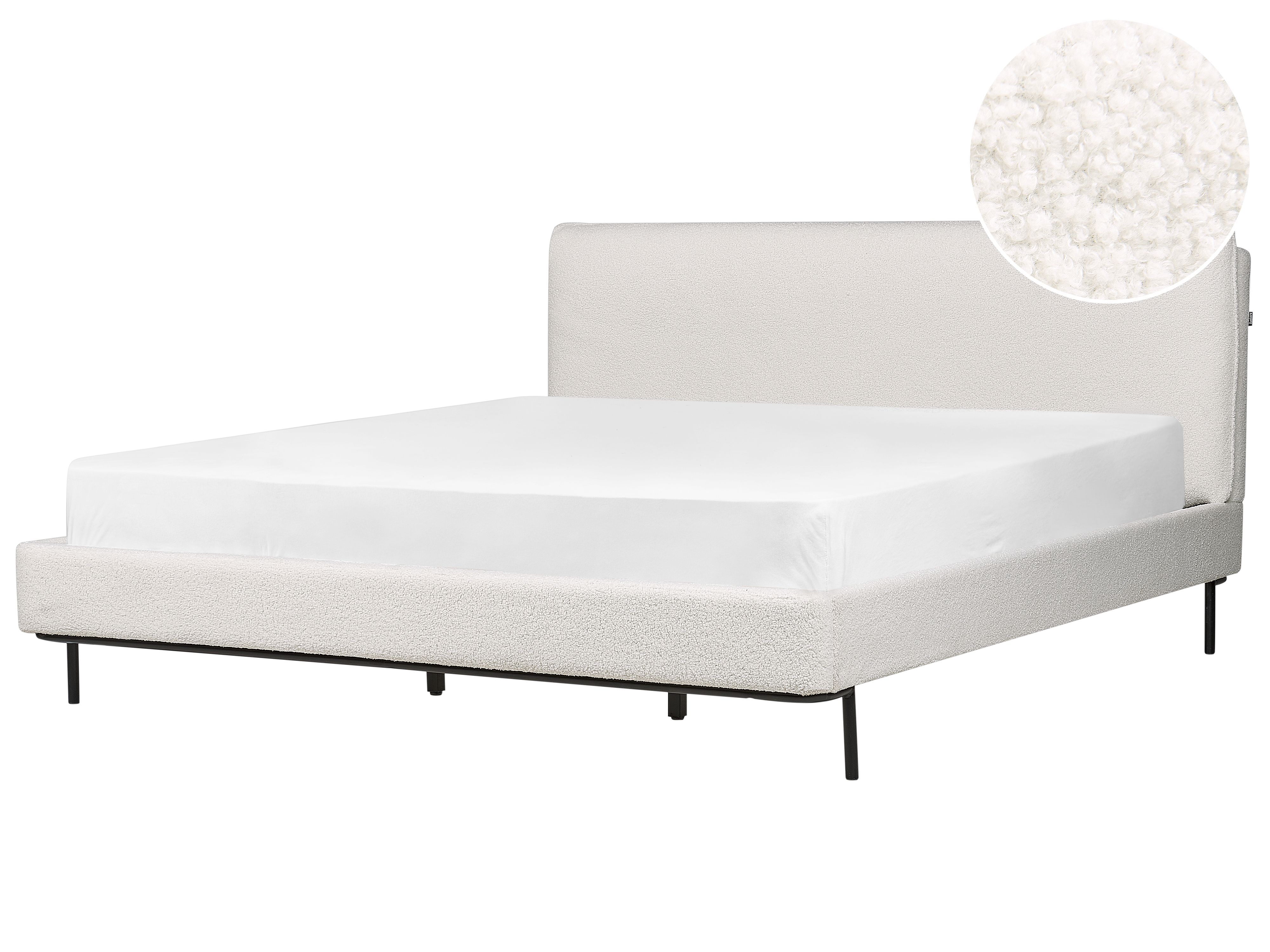 Bed Boucle CORIO 180 x 200 cm (EU Super King) Off-White