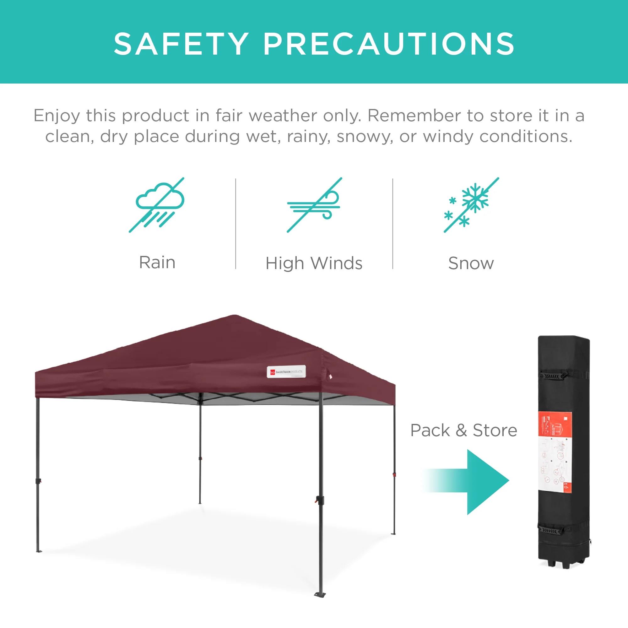 Best Choice Products 10x10ft Easy Setup Pop Up Canopy w/ 1-Button Setup, Wheeled Case, 4 Weight Bags - White - Image 60