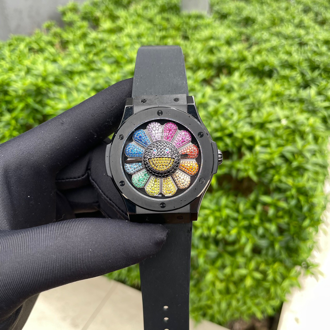 Hublot Replica Watch Takashi Murakami Rainbow Ceramic Rubber Strap 45mm - Elite Watch Atelier