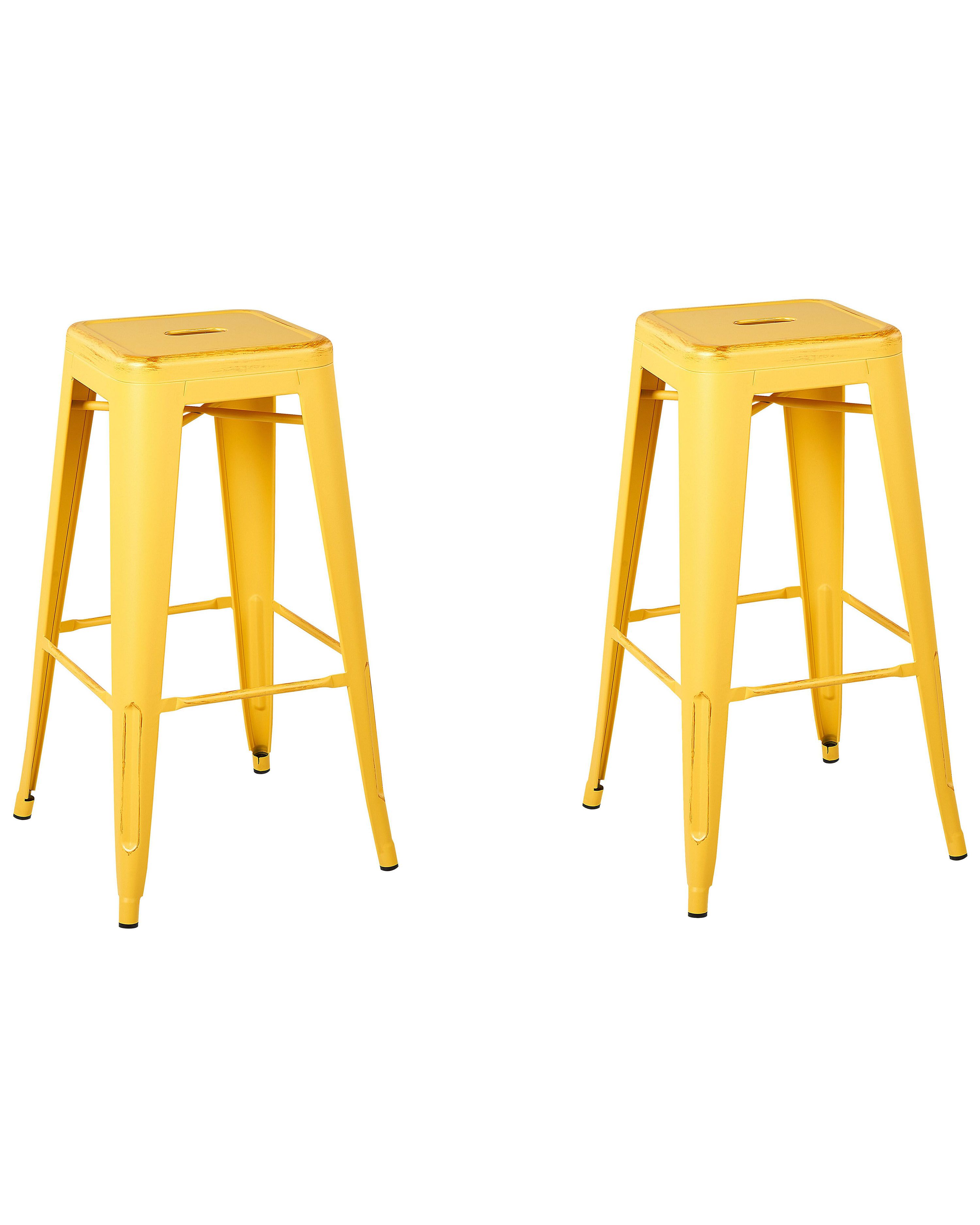 Set of 2 Bar Stools CABRILLO Metal Yellow