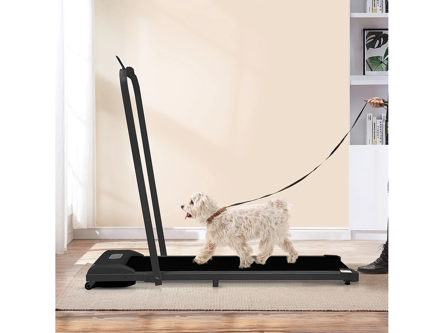 Tapis de marche 119.5x54x105 cm, 2 en 1 pour maison et bureau, pliable 12 cm, télécommande, métal noir