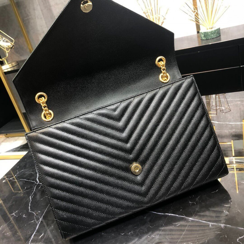Replica Saint Laurent Grain Leather Large Envelope Chain Bag 396910 Black1:1High-quality replica