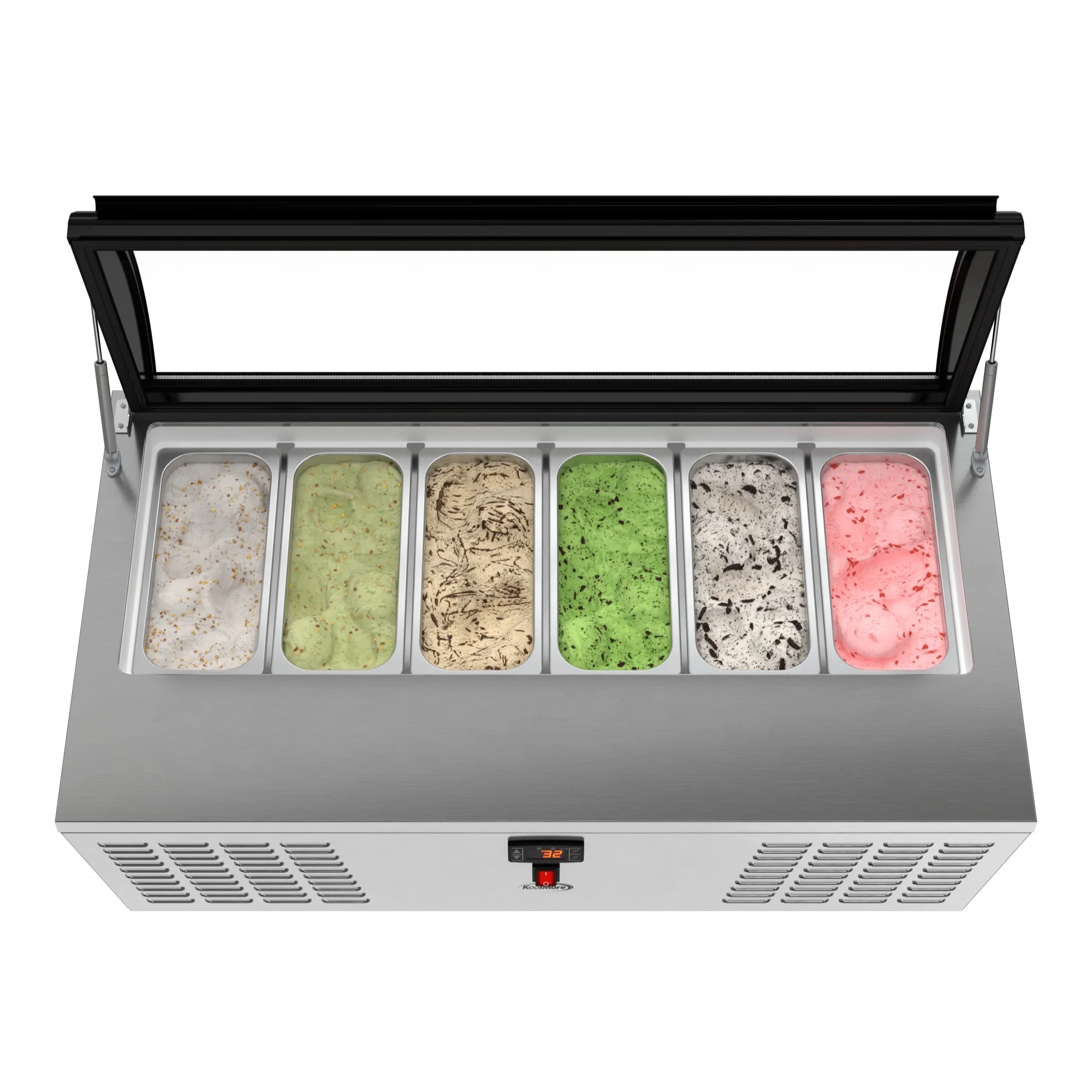 45 in. Countertop Ice Cream Display Freezer with Curved Glass Top and 6 Pans