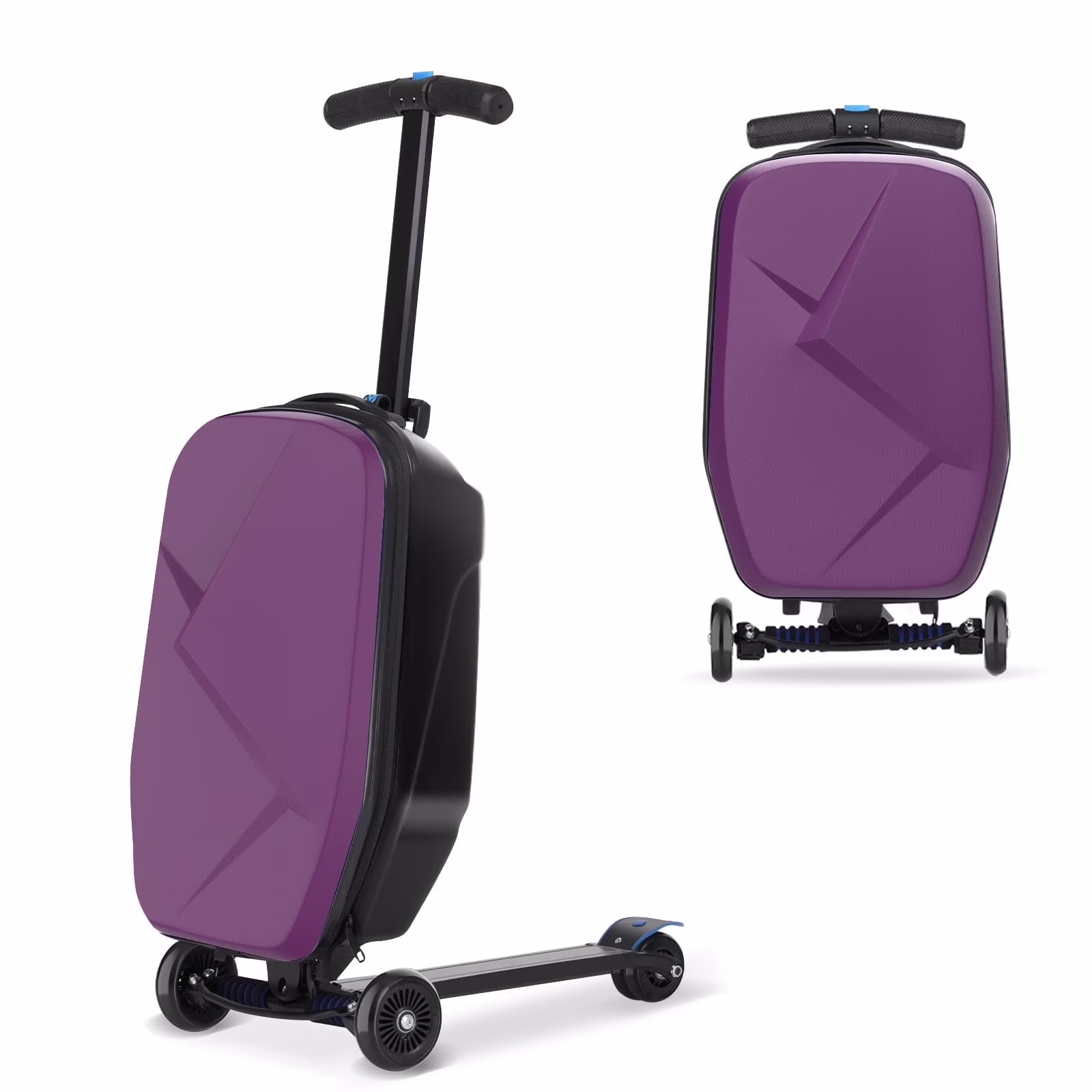 Advwin Scooter Luggage for Kids & Adults, Hardside Ride on Suitcase for Kids Ages 4-15 Multifunctional Lightweight Foldable Carry on Luggage with Wheels Ride on for Children Teenagers, Pink - Image 5