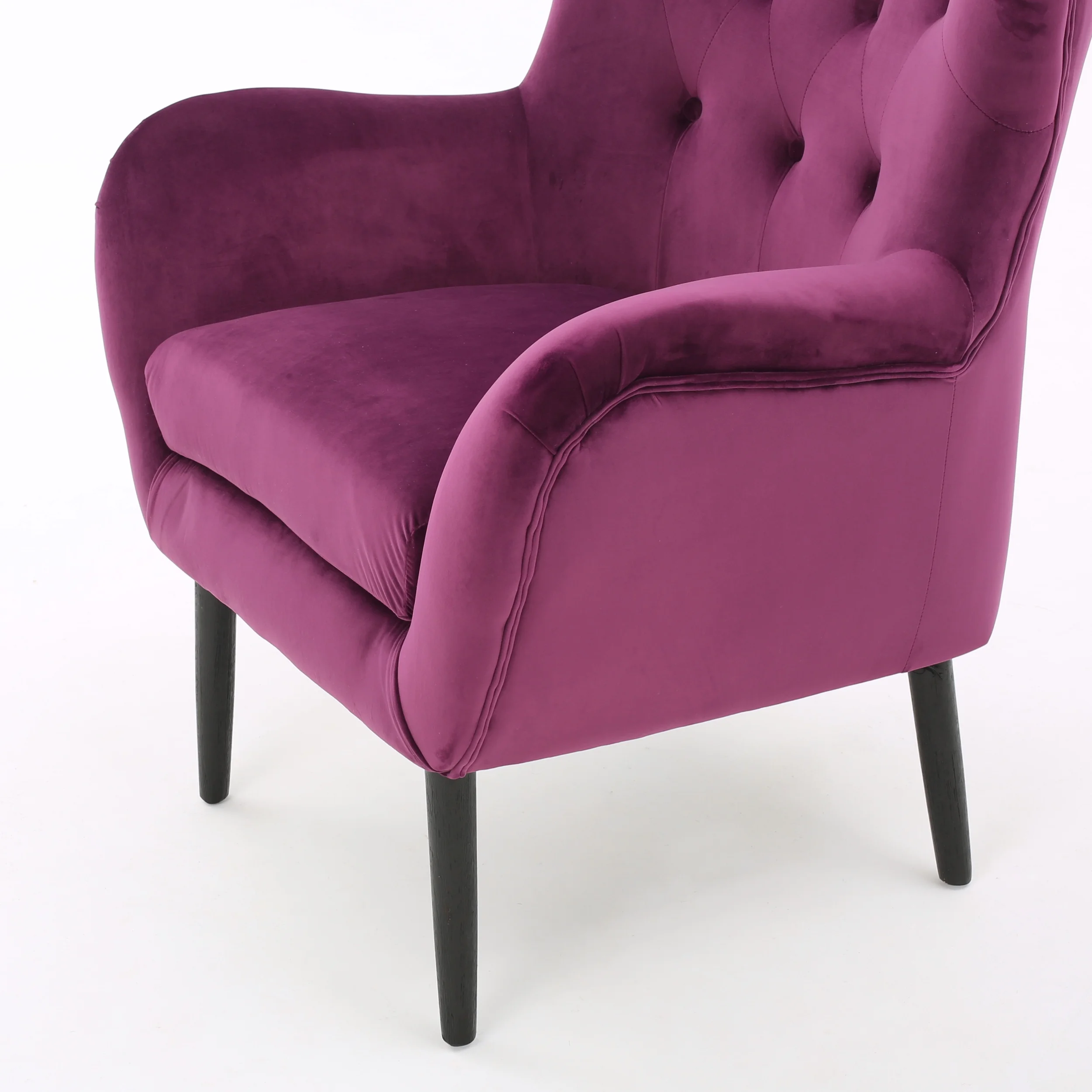 Noble House Simon Velvet Wingback Chair, Purple - Image 6
