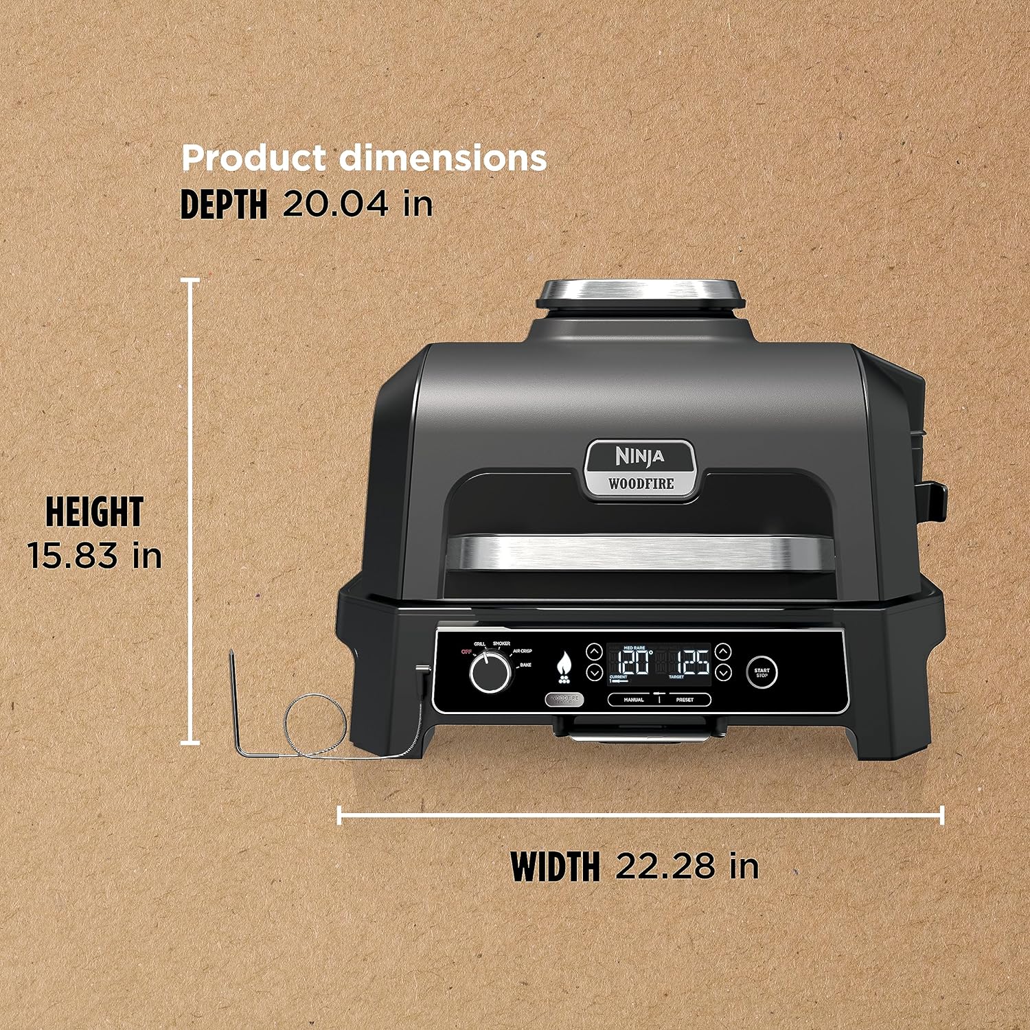 Ninja 7-in-1 Portable Electric Outdoor Grill And Smoker With Thermometer, Grey - OG751BRN - Image 18 Ninja 7-in-1 Portable Electric Outdoor Grill And Smoker With Thermometer, Grey - OG751BRN - Image 18