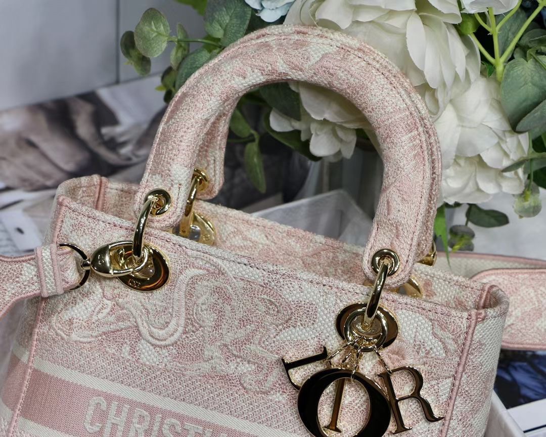 Christian Dior Medium Lady D-Lite Bag Pink, For Women, Women’s Handbags 24cm/9.5in CD M0565OTDT_M9121:1High-quality replica