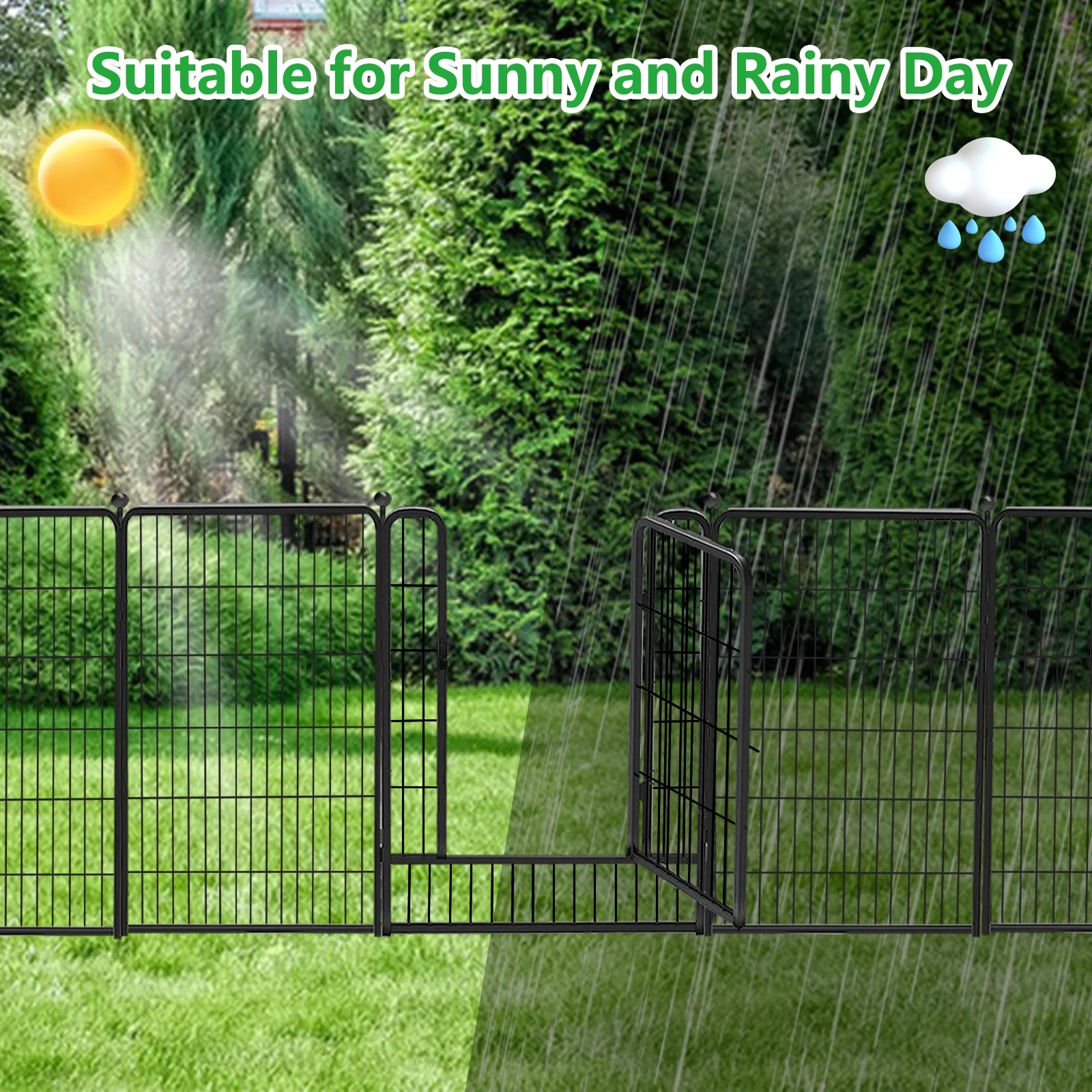 Txh001 Metal Garden Fence 28ft(L)��40in(H) Animal Barrier Metal Decorative Garden Fencing with Gate - Image 4