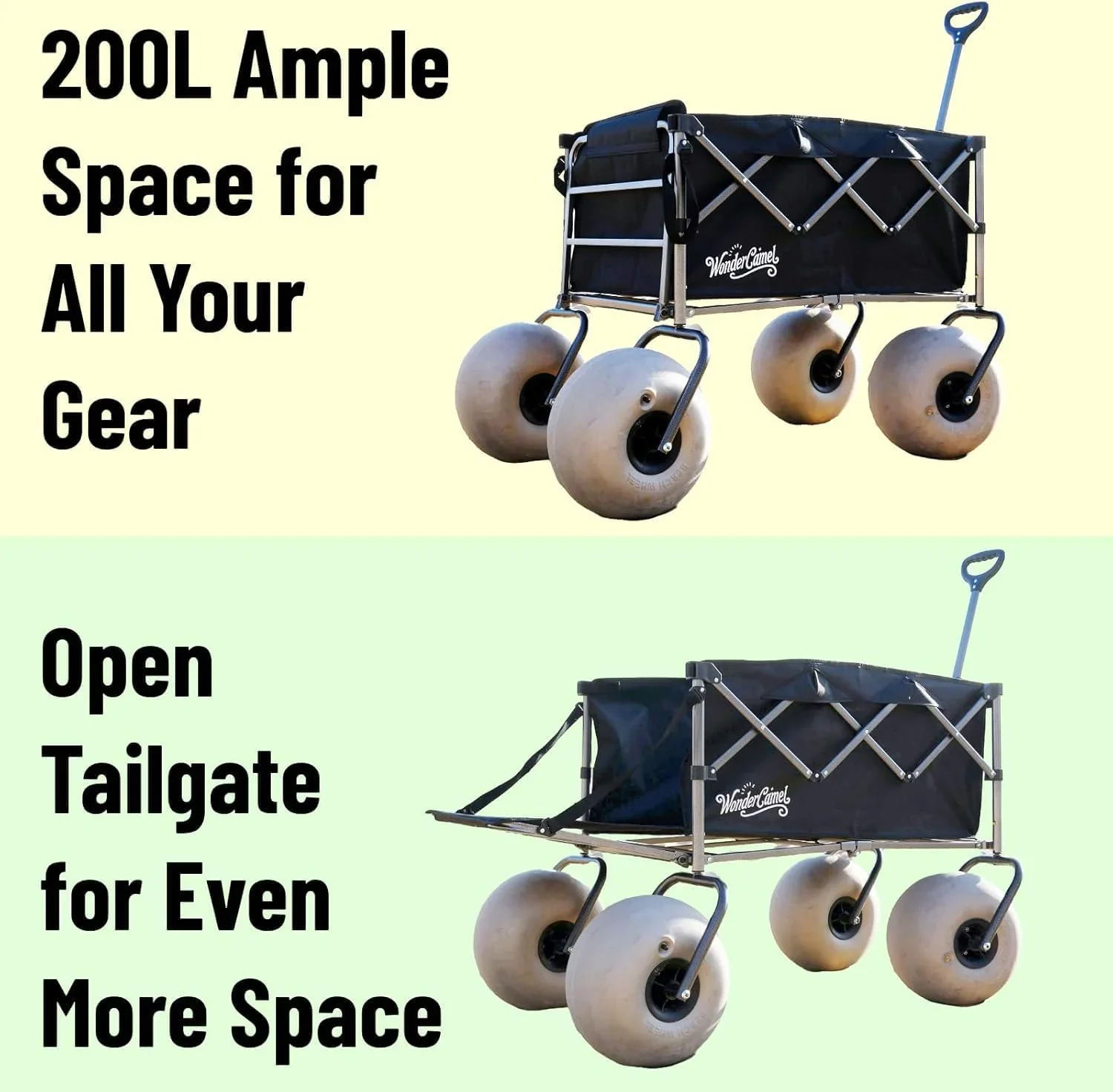 WONDERCAMEL Collapsible All-Terrain Beach Wagon With 13in Balloon Wheels, 185L, 46in D x 28.98in W x 46in H - Image 2 WONDERCAMEL Collapsible All-Terrain Beach Wagon With 13in Balloon Wheels, 185L, 46in D x 28.98in W x 46in H - Image 2