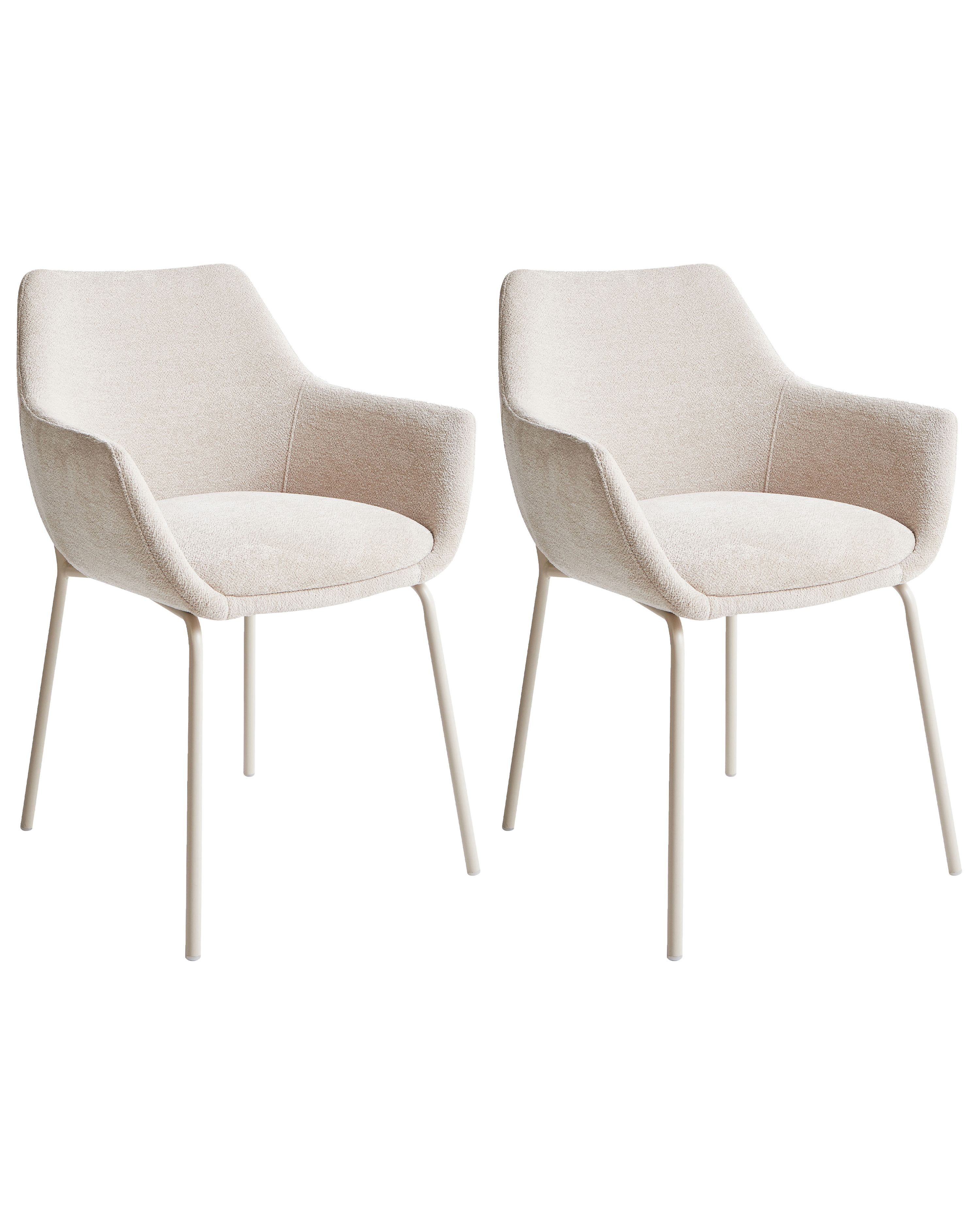 Set of 2 Dining Chairs BOWDON Chenille Light Beige