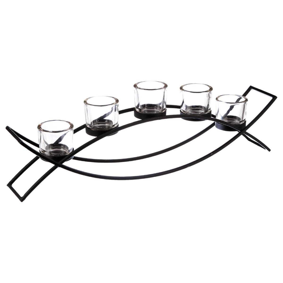5 free-standing candle holders Black, H.17 cm