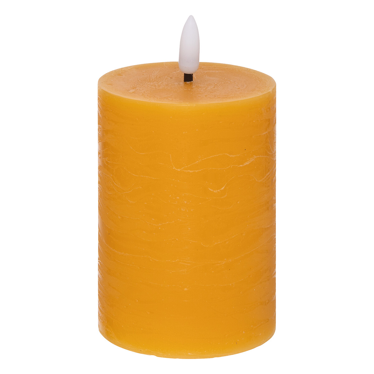 "Molia" round LED candle Yellow, H.13 cm