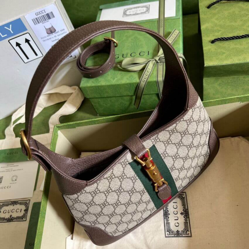 Replica Gucci X Balenciaga Jackie 1961 Small Hobo Bag 680118 Coffee1:1High-quality replica