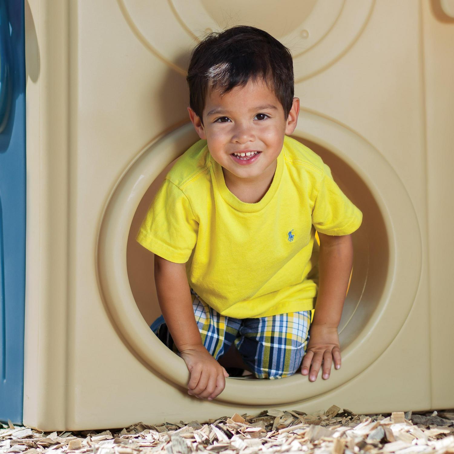 Step2 Neighborhood Fun Center Brown Playhouse with Slide Plastic Kids Outdoor Toys - Image 4