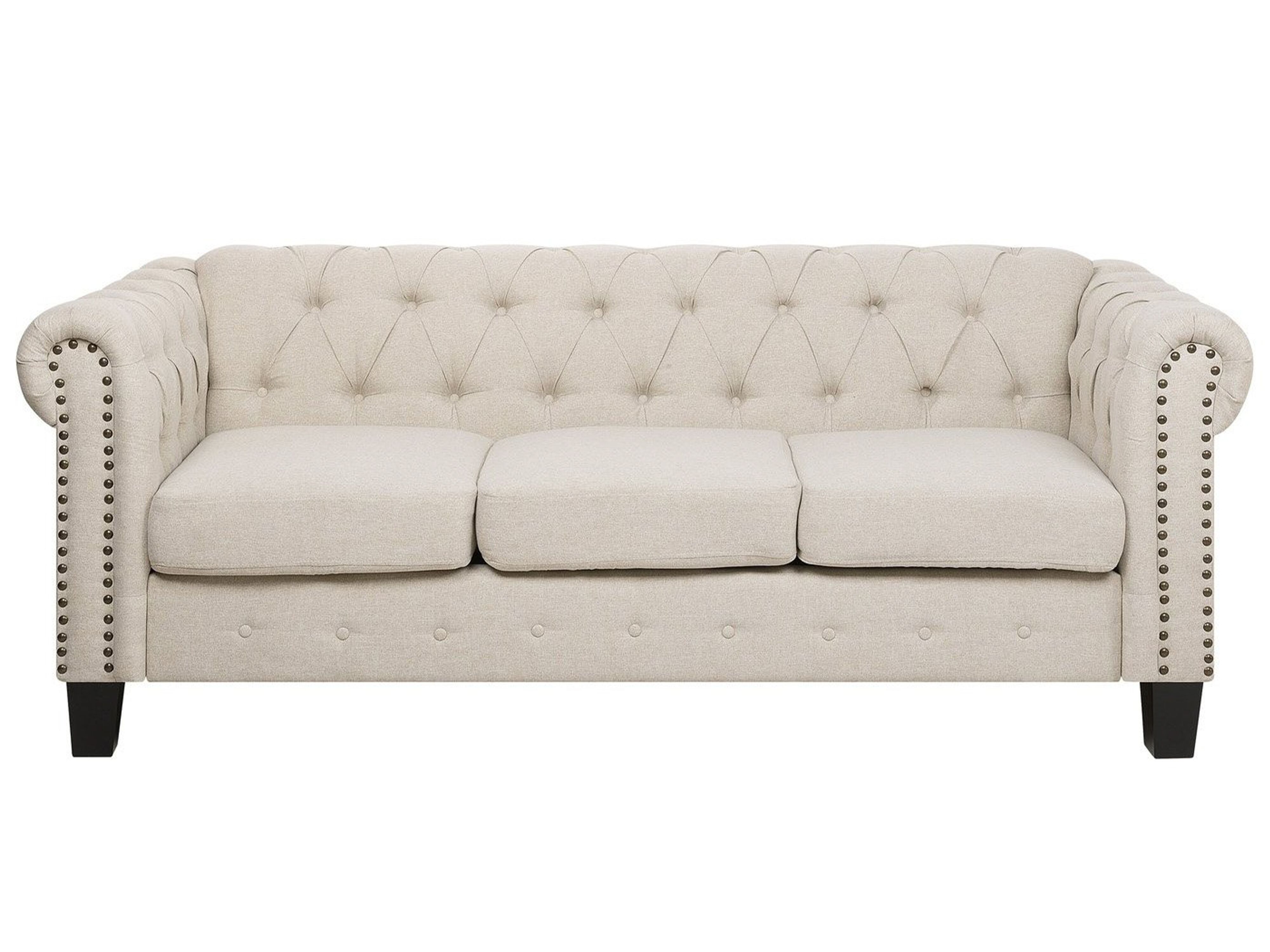 Sofa 3 Seater CHESTERFIELD Fabric Beige