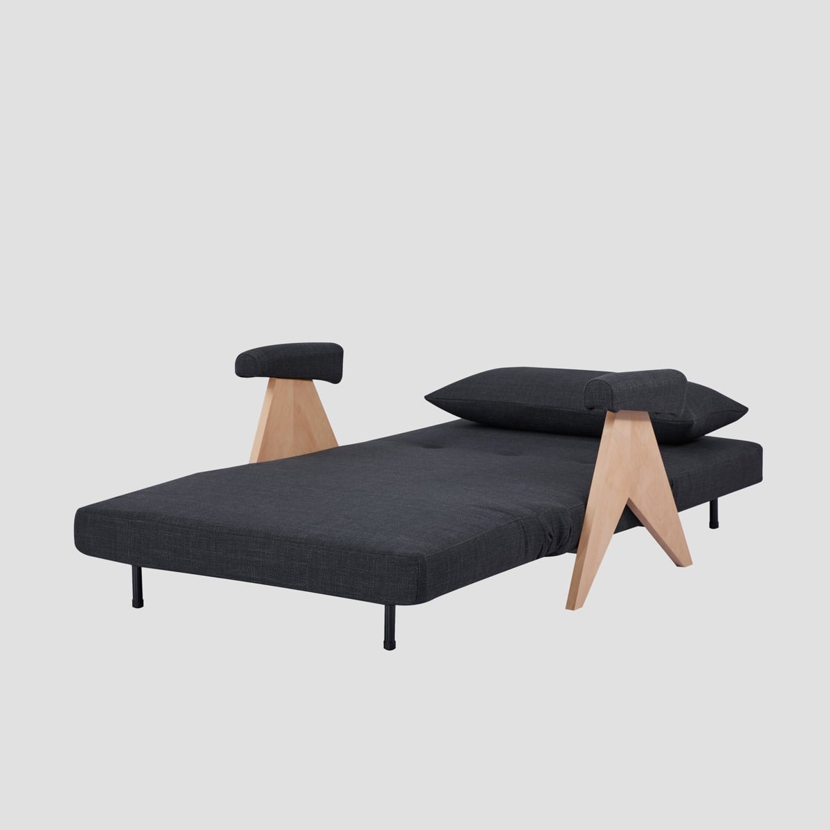 Sofa CALORE 1-osobowa, z funkcją spania ciemnoszara 117x90x82 cm