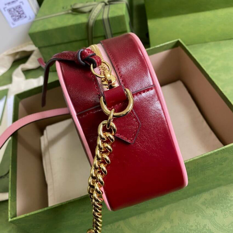 Replica Gucci Gg Marmont Small Shoulder Bag 447632 Red And Emerald Leather1:1High-quality replica