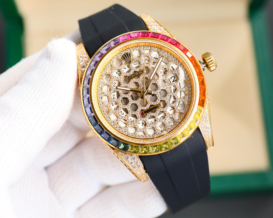 Rolex Rainbow Diamonds Logbook Full Diamonds Tudor Edition Luxury 18k Nanotechnology - 41MM(1:1 replica) - Top club