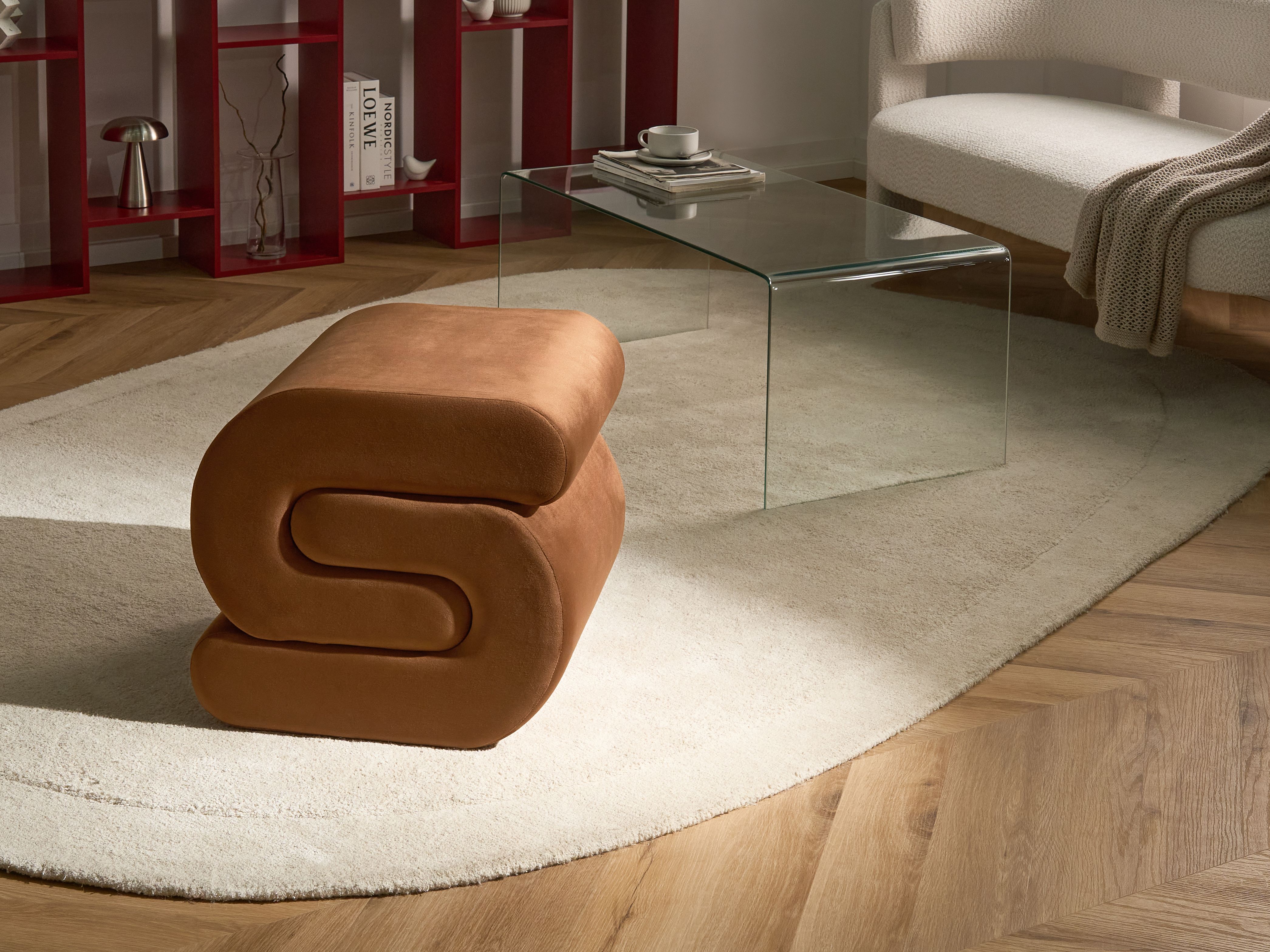Pouffe ARCADIA Velvet Golden Brown