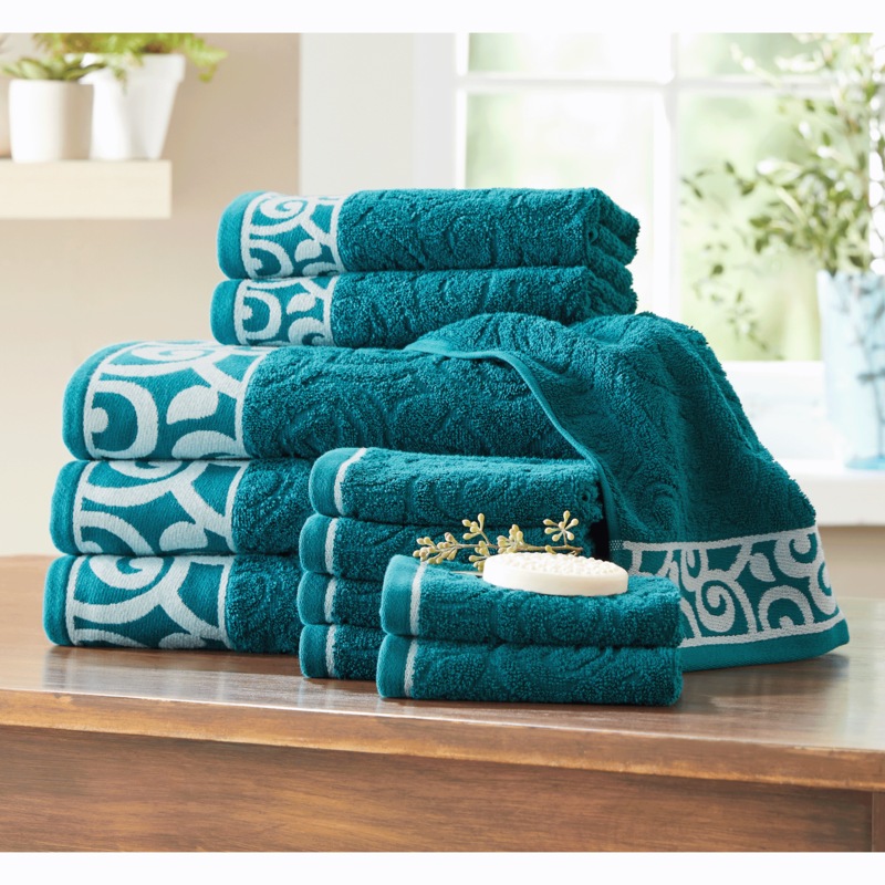 12-Piece Serene Scroll Towel Set - MIDNIGHT VELVET CATALOG