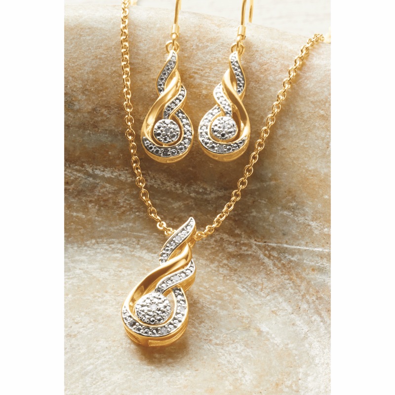 Diamond Swirl Necklace and Earring Set - MIDNIGHT VELVET CATALOG