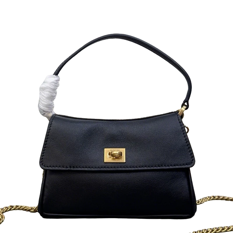 Elegant Black/Blue Balenciaga Top Handle Bag With Gold Chain Strap For Timeless Style Style No.8801 - Replicaclubs