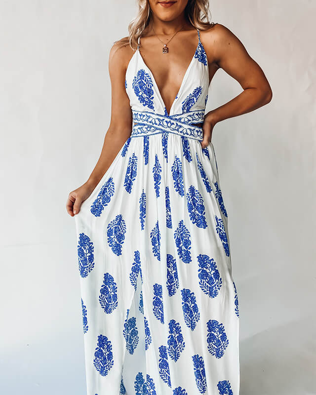 Women's V-neck Bohemian Halter Holiday Dress