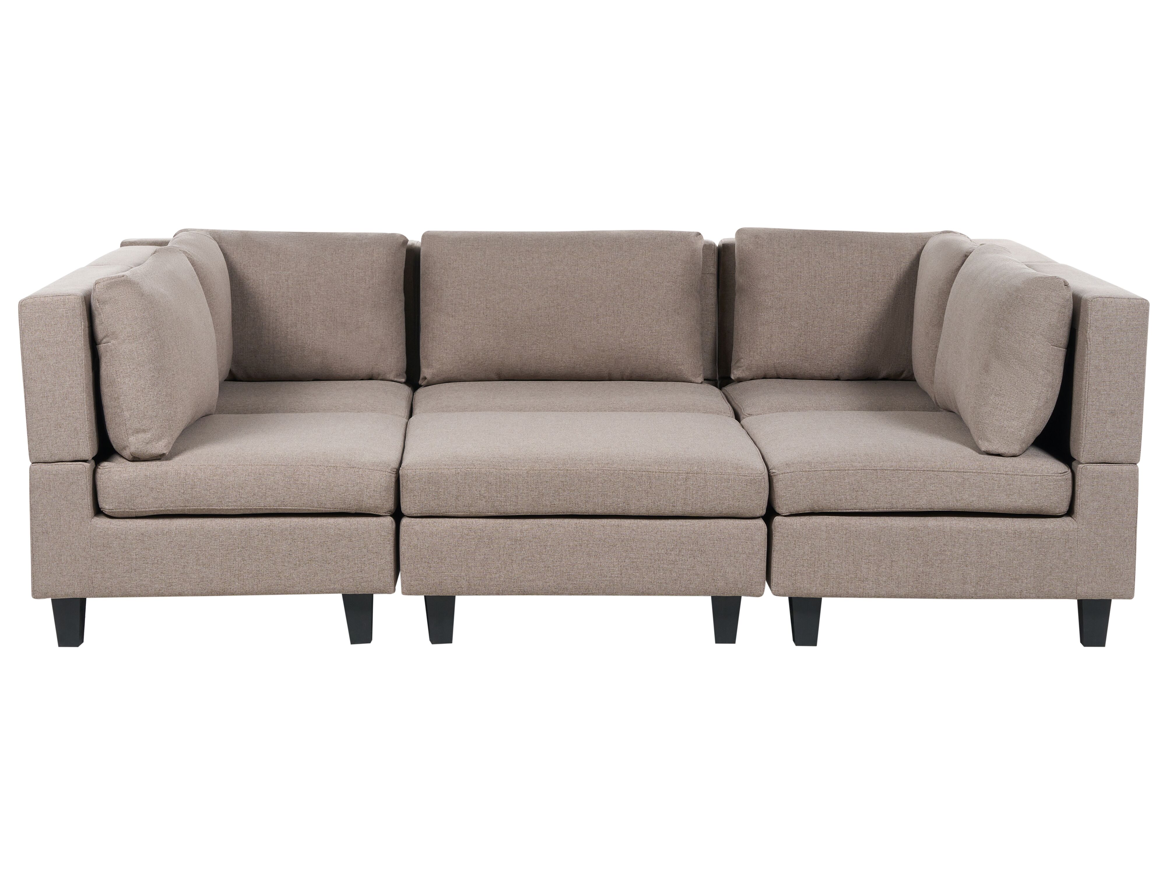 Modular U-Shape Sofa 5 Seater UNSTAD Fabric Brown with Ottoman