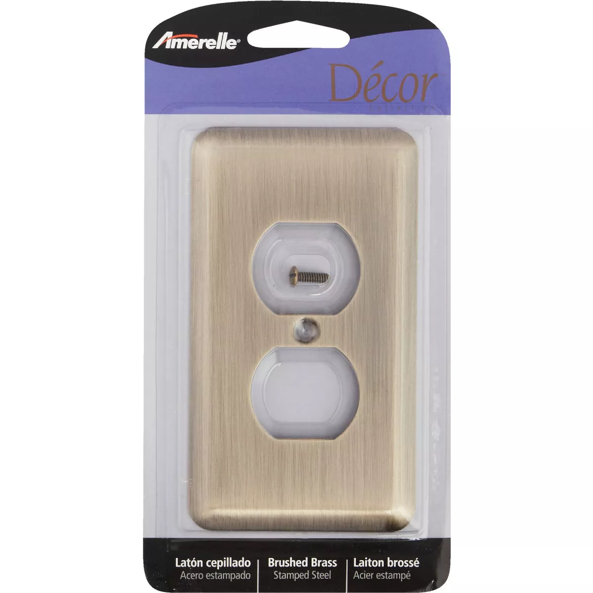 Amerelle 1-Gang Stamped Steel Outlet Wall Plate, Brushed Brass