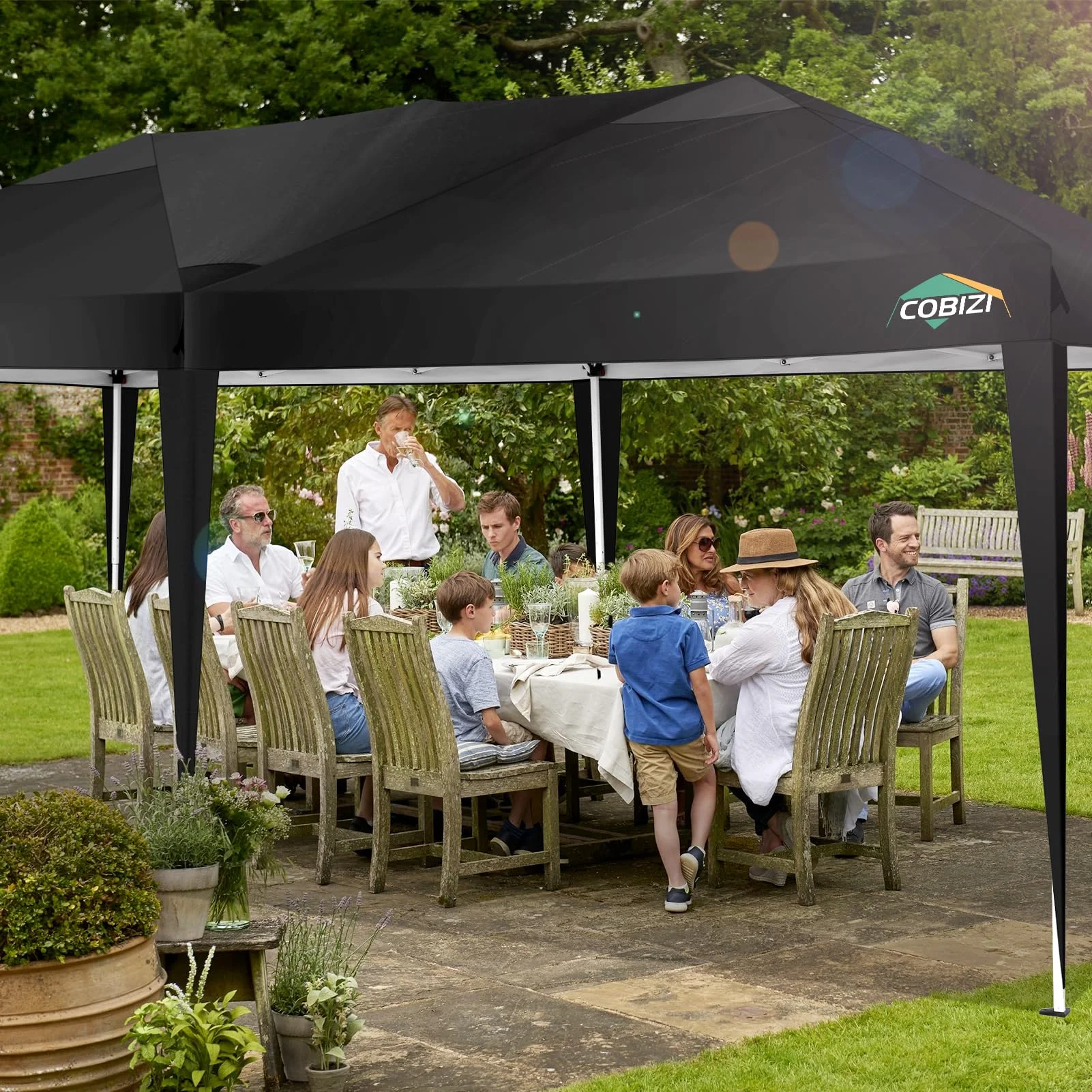 SANOPY 10'x10' EZ Pop Up Canopy Tent Outdoor Party Instant Shelter Portable Folding Beach Canopy with 4 Sandbag & Carrying Bag, Black - Image 49